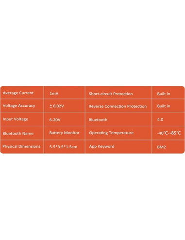 Monitor de Batería BM2 Bluetooth 4.0 12V Auto y Moto