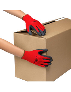 Guantes de Trabajo Acktra WG008 Nylon Rojo Negro 12 Pares 2