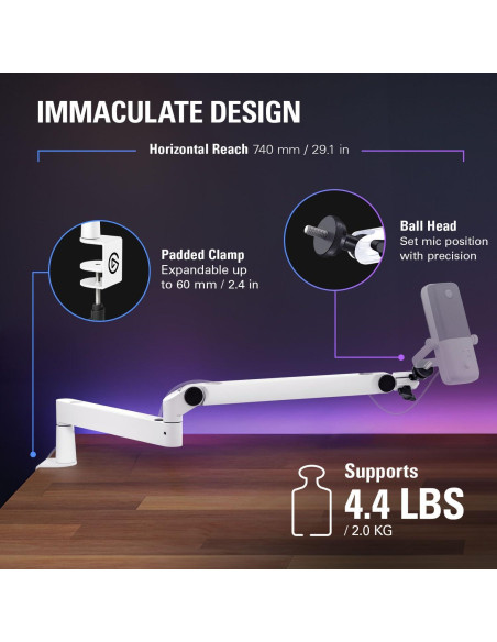 Brazo de Micrófono Elgato Wave Mic Arm LP Blanco Ajustable