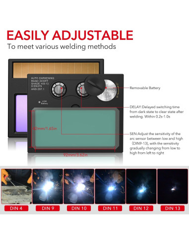 Casco de Soldadura TRQWH HD02 con Oscurecimiento Automático