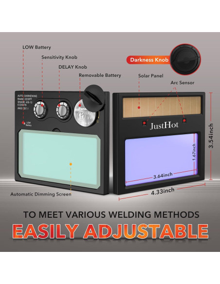 Careta de Soldadura JustHot JH-GD16 Solar Automática
