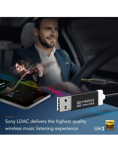 Receptor Bluetooth TUNAI Firefly LDAC 3.5mm Audio HiFi