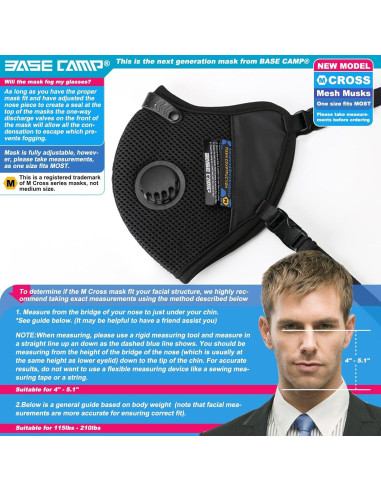 Máscara de Polvo BASE CAMP M Reutilizable con 6 Filtros