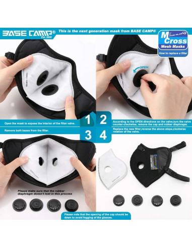 Máscara de Polvo BASE CAMP M Reutilizable con 6 Filtros