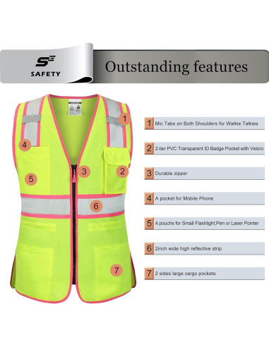 Chaleco de Seguridad Amarillo Mujer V1081-S Reflectante