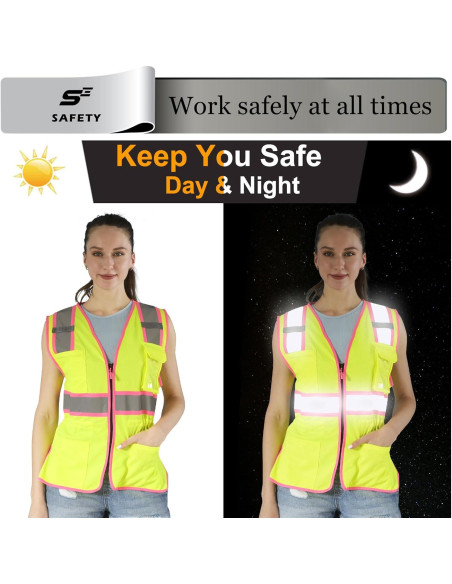 Chaleco de Seguridad Amarillo Mujer V1081-S Reflectante