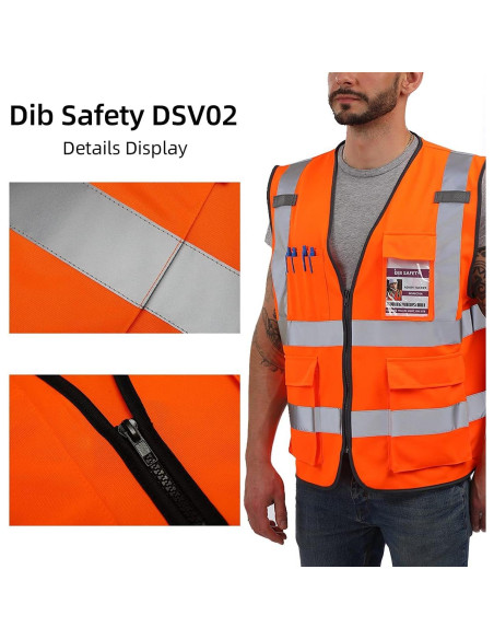 Chaleco de Seguridad Dib Safety Naranja Alta Visibilidad M