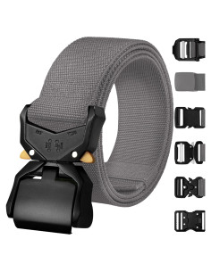 Cinturón Táctico TECEUM - Gris M - Nylon Resistente 91-107 cm