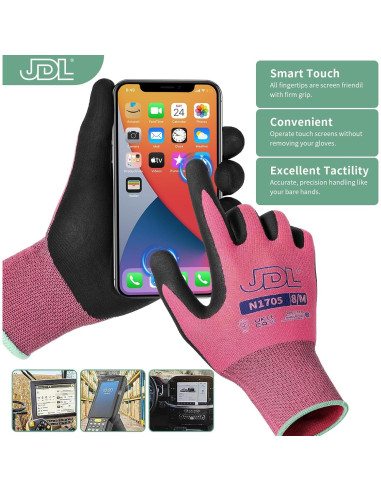 Guantes de Trabajo JDL Safety Nitrilo Jardinería Talla M 3 Pzas
