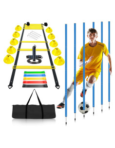 Kit de entrenamiento de fútbol Haootadiy con 6 postes y escalera