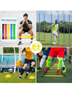 Kit de entrenamiento de fútbol Haootadiy con 6 postes y escalera 2