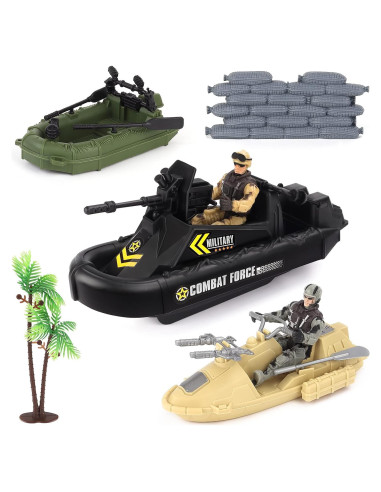 Juego de Vehículos Militares de deAO - Barco de Combate con 2 Figuras