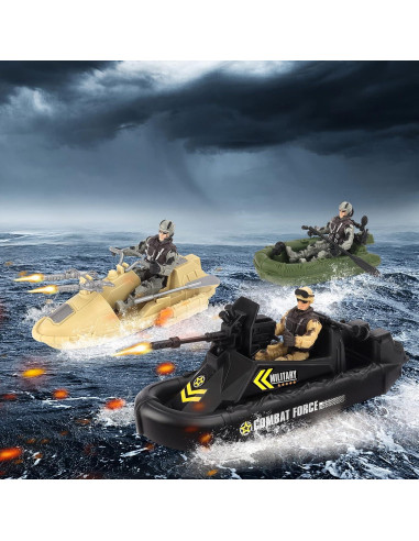 Juego de Vehículos Militares de deAO - Barco de Combate con 2 Figuras