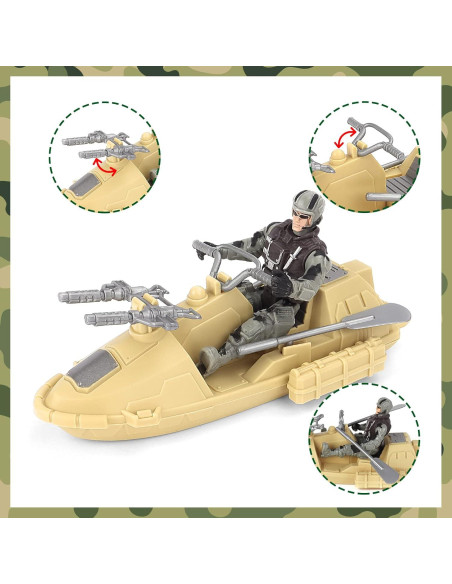 Juego de Vehículos Militares de deAO - Barco de Combate con 2 Figuras