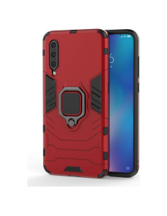 Funda Xiaomi Mi 9 con protector y soporte magnético rojo