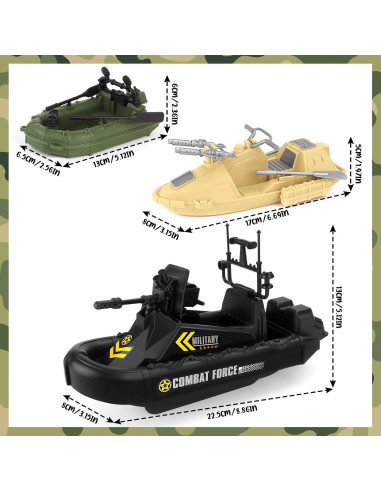 Juego de Vehículos Militares de deAO - Barco de Combate con 2 Figuras