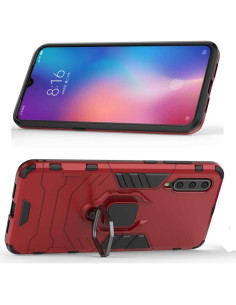 Funda Xiaomi Mi 9 con protector y soporte magnético rojo 2