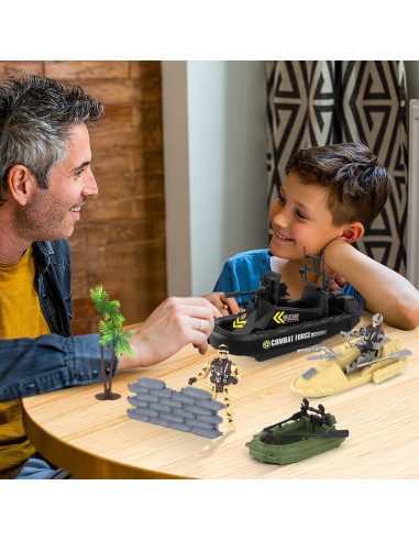 Juego de Vehículos Militares de deAO - Barco de Combate con 2 Figuras