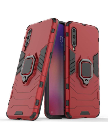 Funda Xiaomi Mi 9 con protector y soporte magnético rojo