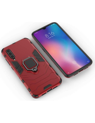 Funda Xiaomi Mi 9 con protector y soporte magnético rojo