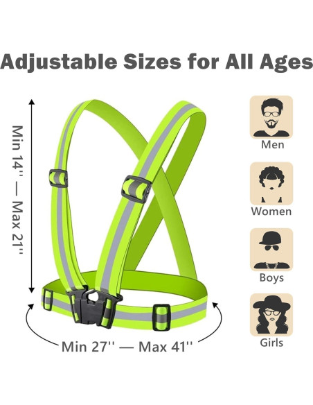 Arnés Reflectante YUNLOVXEE Ajustable Alta Visibilidad