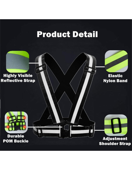 Arnés Reflectante YUNLOVXEE Ajustable Alta Visibilidad
