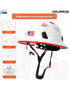 Casco de Seguridad Aolamegs Hard Hat con Visor Claro 2
