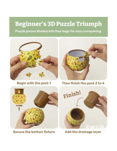 Rompecabezas 3D Macetero PieceRelax Azulejos Retro 10x10cm