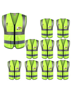 Chalecos de Seguridad ZOJO XL Amarillo Neón 10 Piezas