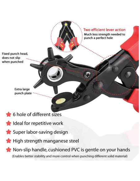 Perforador de Agujeros de Cuero YIDAAN - 6 Tamaños