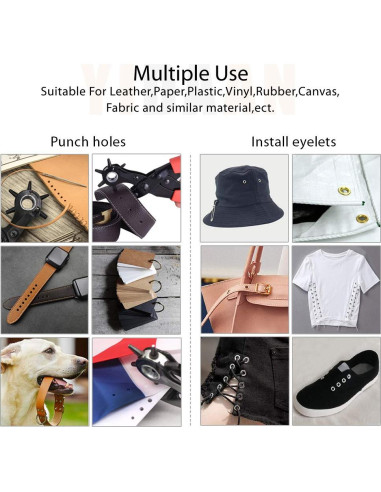 Perforador de Agujeros de Cuero YIDAAN - 6 Tamaños