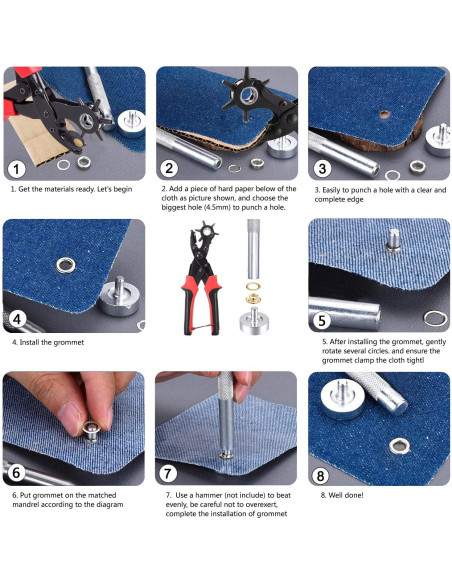 Perforador de Agujeros de Cuero YIDAAN - 6 Tamaños