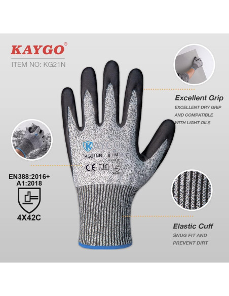Guantes KAYGO KG21NB Resistentes a Cortes - 2 Pares L