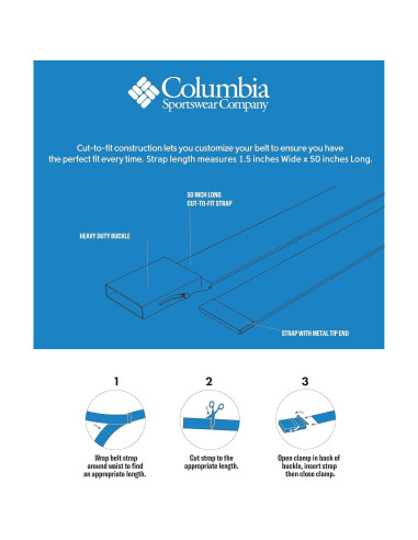 Cinturón Militar Ajustable Columbia Tela 3.81 cm Unisex