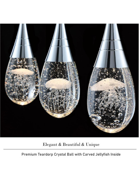 JoollySun Lámpara Colgante Cristal 3 Luces Moderna