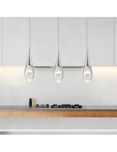JoollySun Lámpara Colgante Cristal 3 Luces Moderna