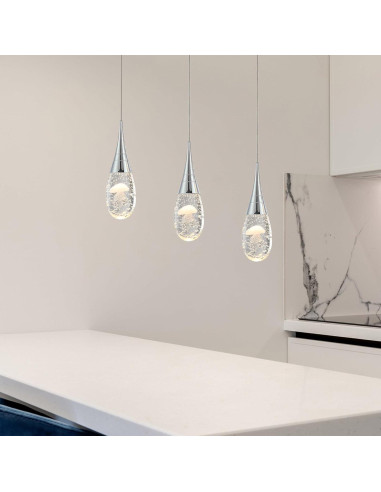 JoollySun Lámpara Colgante Cristal 3 Luces Moderna
