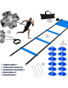 Escalera de Agilidad XINXIANG 6,10 m + Paracaídas y Conos 2