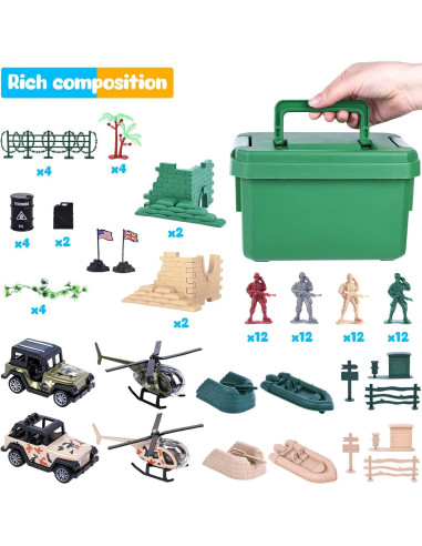 Conjunto de Soldados Militares 3 Nutrias 115 Piezas