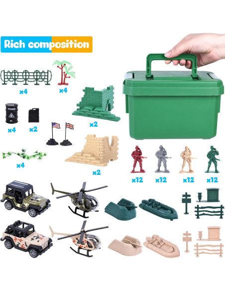 Conjunto de Soldados Militares 3 Nutrias 115 Piezas