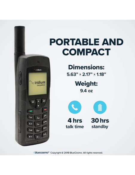 Teléfono Satelital Iridium 9555 BlueCosmo - Global, SMS, 0.25 kg