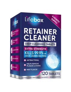 Tabletas Limpiadoras Lifebox 120 Tabletas Menta para Dentaduras