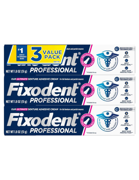 Crema Adhesiva para Dentaduras Fixodent Professional 3 Paquetes