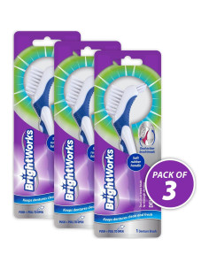 Cepillo para Dentaduras Brightworks 3 Piezas Accion Dual 2