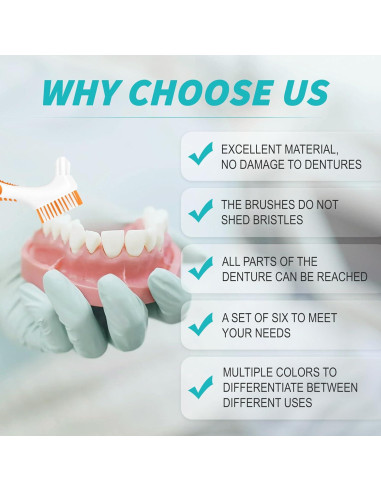 Juego de 6 Cepillos para Dentaduras TaShow DENTURE BRUSH-1