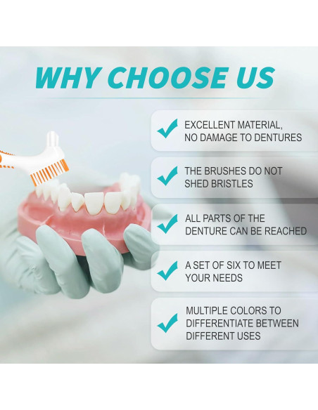 Juego de 6 Cepillos para Dentaduras TaShow DENTURE BRUSH-1