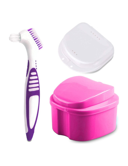 Caja de baño para dentaduras PISSION con cepillo y retenedores