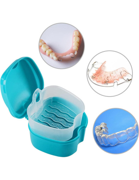 Caja de baño para dentaduras PISSION con cepillo y retenedores
