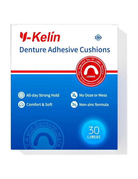 Y-Kelin Almohadillas Adhesivas para Dentaduras Inferiores 30 Pzas