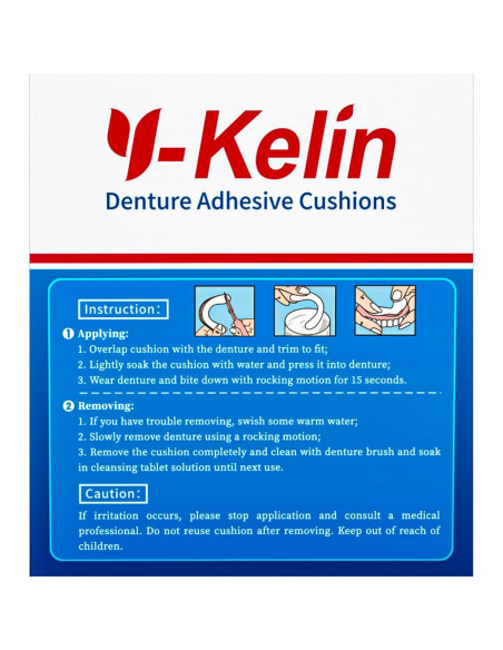 Y-Kelin Almohadillas Adhesivas para Dentaduras Inferiores 30 Pzas